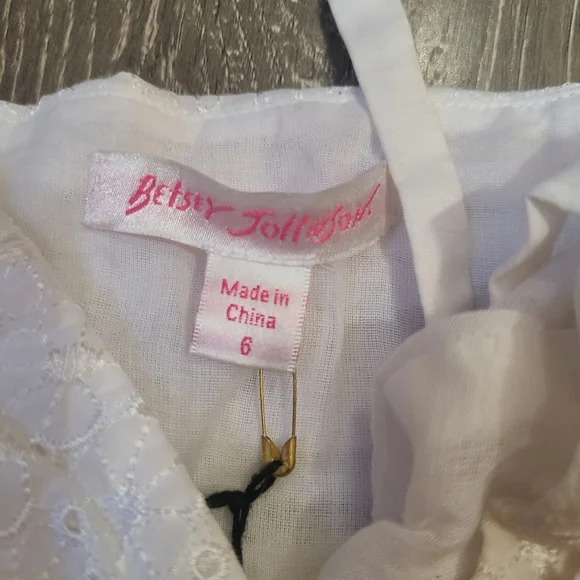 🆕️VINTAGE RARE Betsey Johnson White Ruffled Dress White EyeletNWT